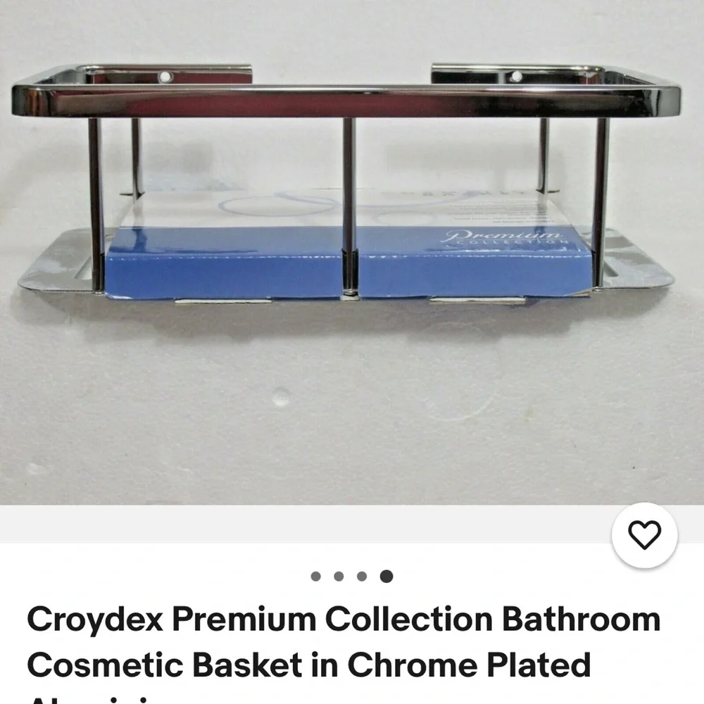 Croydex Chrome Bathroom Cosmetic Basket wall mount no screws included